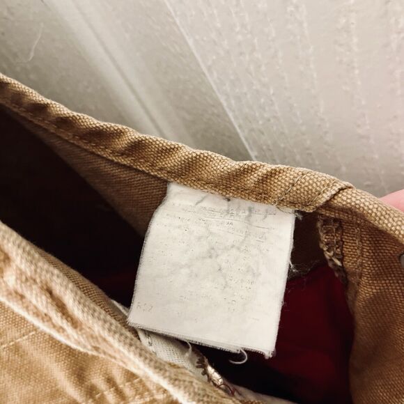 Vtg Carhartt R02 BRN 44 X 30 Bib Overalls USA Double Knee Duck Canvas Quilted - Picture 12 of 14